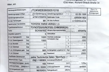 TOYOTA YARIS VERSO 1.3 Linea Sol Black Mica +Tágas belső +Stabil műszaki állapot +2X-s GARANCIA !!