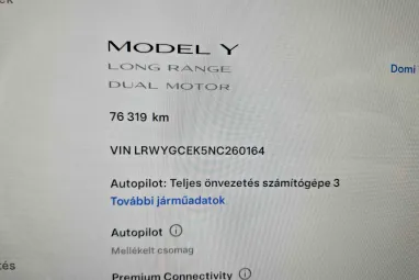 TESLA MODEL Y Long Range AWD (Automata) AMD Ryzen +Full FSD +Sérülésmentes +Teljes Gyári GARANCIA !!