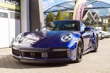 PORSCHE 911 Cabrio Turbo S PDK Gentian Blue Metallic AKRAPOVIC ++ Azonnal elvihető ++