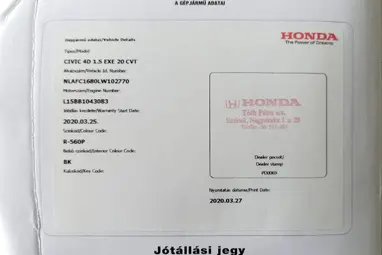 HONDA CIVIC Sedan 1.5 T Executive CVT Midnight Burgundy+Eredeti Mo.-i+Mint az ÚJ!! +26E km +3X-s GARANCIA !!!